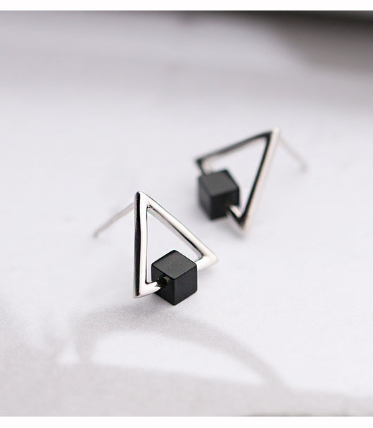 Aros Triangulares Geométricos en Plata S925 Negro - Image 4