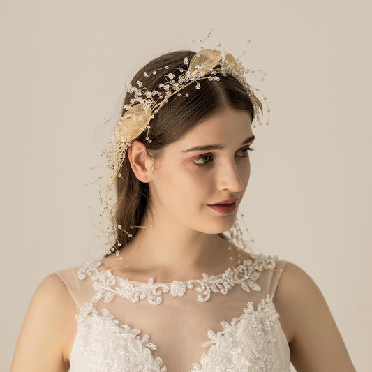 Diadema de Cristal Hoja Industrial Elegante