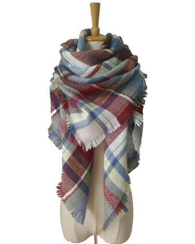 Pañuelo Cuadrado Reversible a Cuadros Multicolor Efecto Cachemira - Image 11