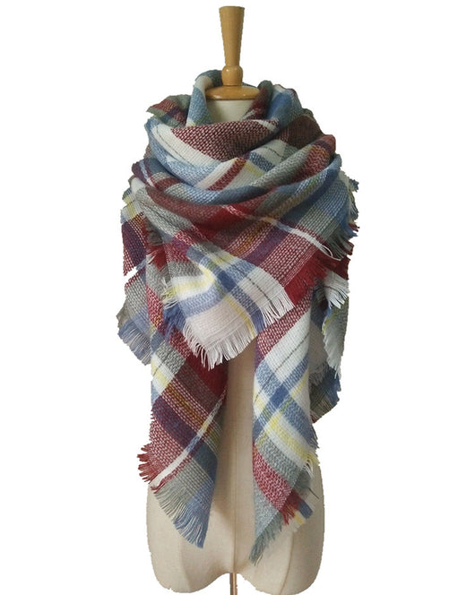 Pañuelo Cuadrado Reversible a Cuadros Multicolor Efecto Cachemira - Image 11