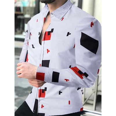 Camisa Casual de Manga Larga con Impresión Digital 3D para Hombre - Image 42