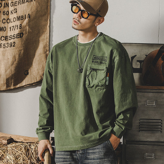 Camiseta Manga Larga Algodón Estilo Retro Americano para Hombre - Image 3