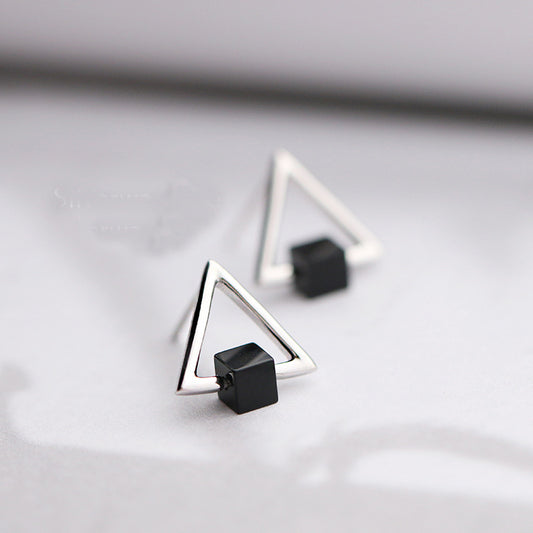 Aros Triangulares Geométricos en Plata S925 Negro
