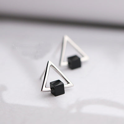 Aros Triangulares Geométricos en Plata S925 Negro