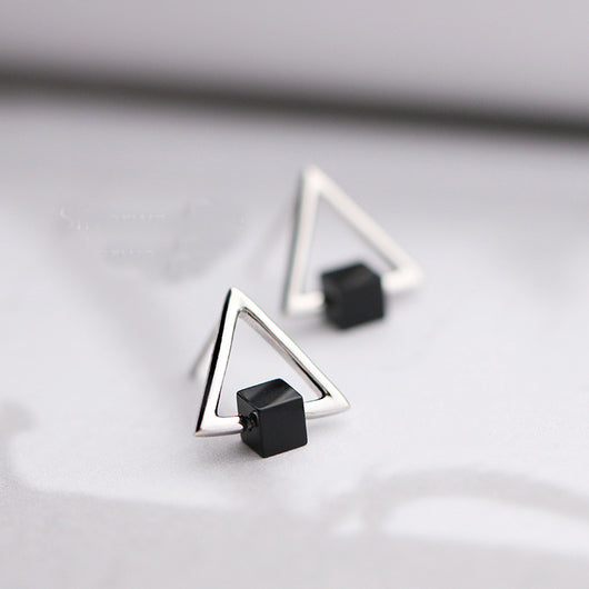 Aros Triangulares Geométricos en Plata S925 Negro