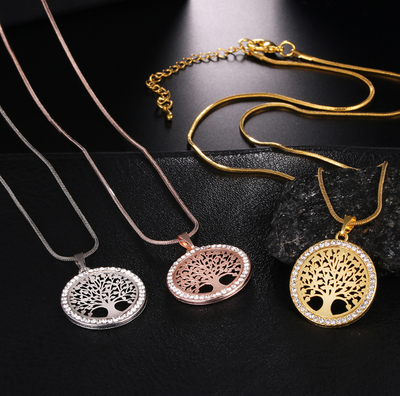 Collar Árbol de la Vida Cadena Larga Cristal Colgante Suéter - Image 3