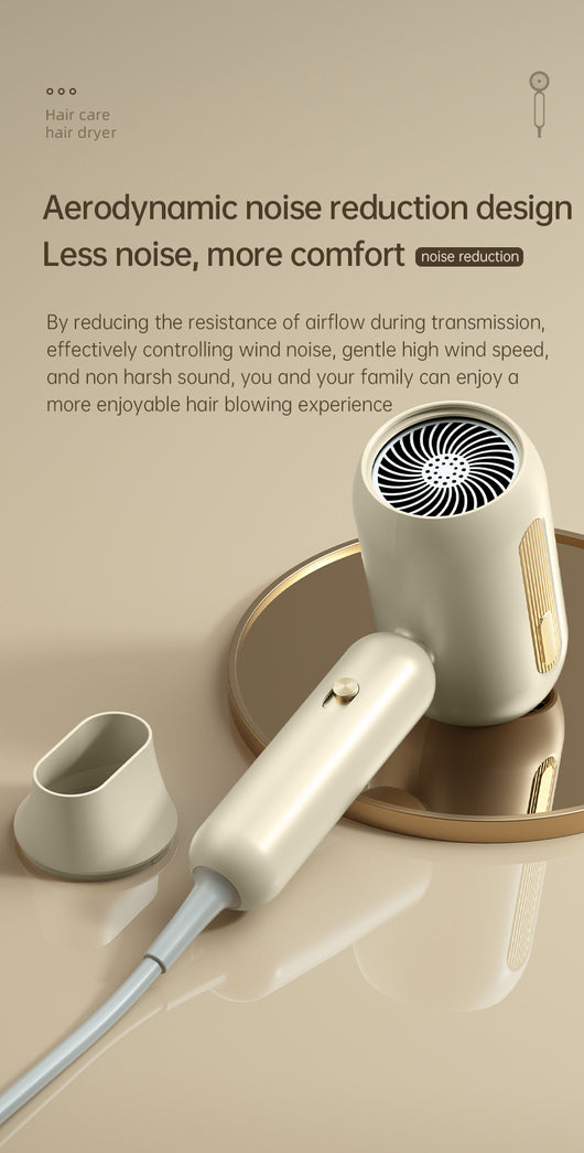 Beige 1200W hair dryer with a minimalist design, featuring a 360-degree rotating air collector nozzle and a US 110V plug. - Image 23