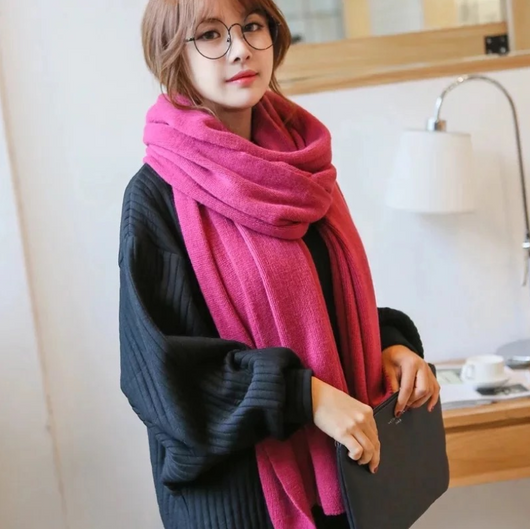 Bufanda de Lana Merino y Cachemira Tejida Estilo Coreano Unisex - Image 19