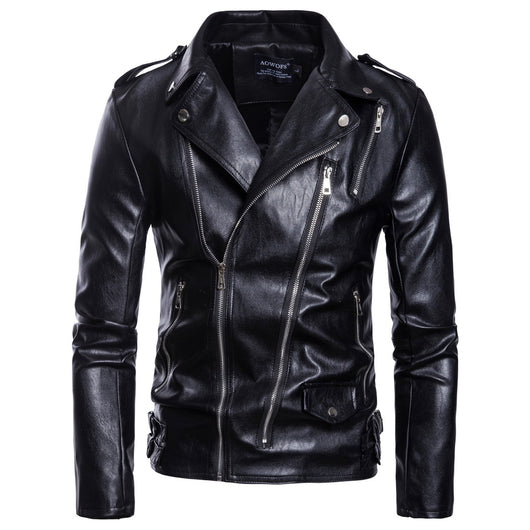 Chaqueta de Cuero con Múltiples Cierres