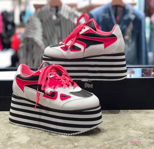 Zapatos Plataforma Casual para Mujer - Cuero con Combinación de Colores - Image 13