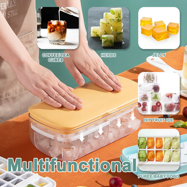 Molde para Hielo con Caja de Almacenamiento y Desmolde Rápido