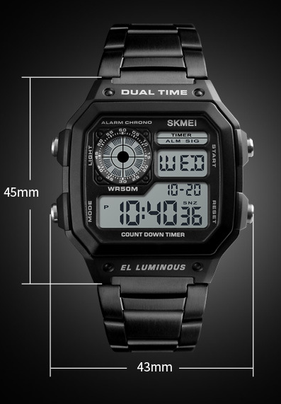 Reloj Deportivo Multifunción Acero Inoxidable Pantalla Dual Resistente al Agua - Image 4