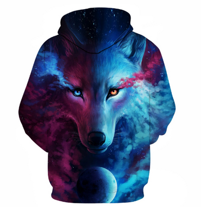 Sudadera Estampado Lobo 3D para Hombre - Image 3