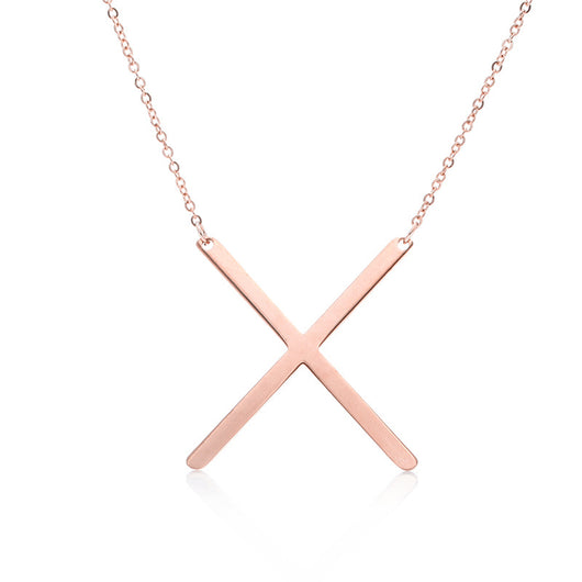 Collar Inicial Acero Inoxidable Chapado en Oro Rosa - Image 139