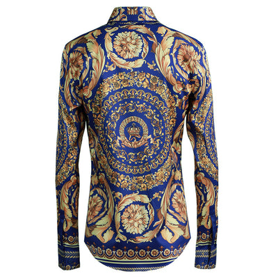 Camisa Elegante Sin Planchado con Diseño Floral Simétrico - Estilo Real para Hombre - Image 11