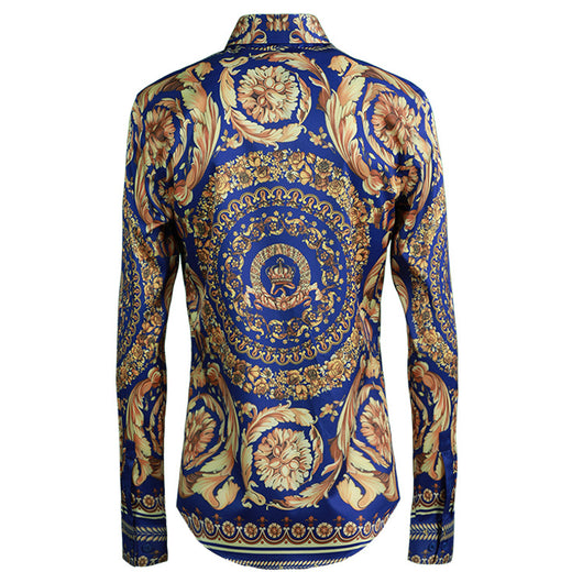 Camisa Elegante Sin Planchado con Diseño Floral Simétrico - Estilo Real para Hombre - Image 11