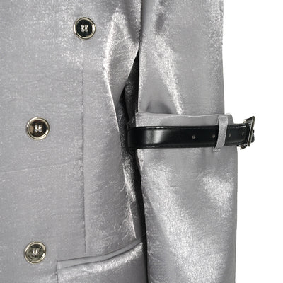 Chaqueta con Cinturón de Mangas Sueltas Plateadas - Estilo Personalizado - Image 3