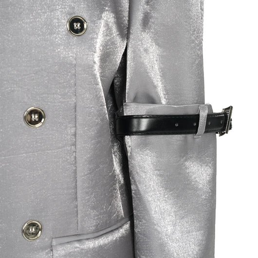 Chaqueta con Cinturón de Mangas Sueltas Plateadas - Estilo Personalizado - Image 3
