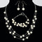 Conjunto de Joyería Nupcial Elegante: Collar, Pulsera y Aretes de Perlas y Malla
