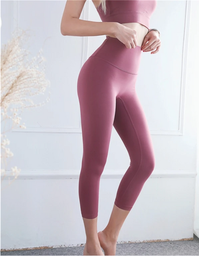 Pantalones Yoga Crop Cintura Alta Nude Ajustados - Image 3
