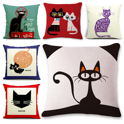 Funda de Almohada de Lino con Diseño de Gato Adorable - Image 10