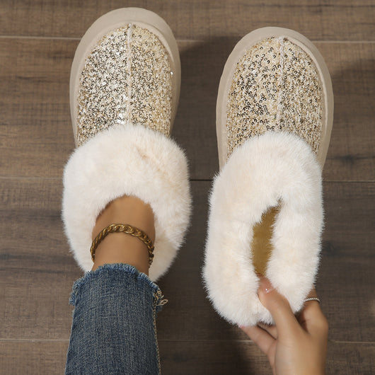 Pantuflas Invierno Mujer con Lentejuelas y Suela Gruesa Acolchada - Cálidas para Casa y Exterior - Image 14