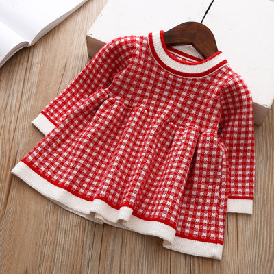 Vestido Suéter Tejido a Cuadros para Niñas - Image 3