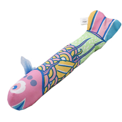 Colorful fish-shaped cat toy with a pink head, green body, and striped tail, featuring a vibrant abstract pattern. - Image 6