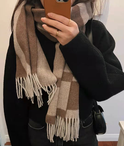 Bufanda de Lana Pura Tejida Geométrica Acolchada para Mujer - Image 17