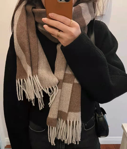 Bufanda de Lana Pura Tejida Geométrica Acolchada para Mujer - Image 17