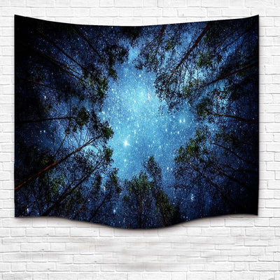 Tapiz de Pared Bosque Estrellado - Tela de Fondo Decorativa para el Hogar