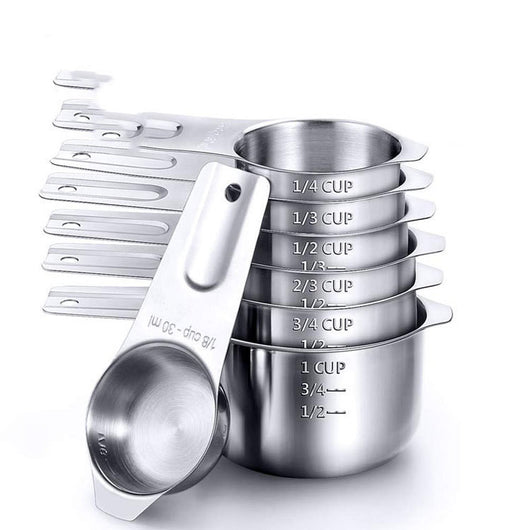 Juego de 7 Tazas Medidoras de Acero Inoxidable 304