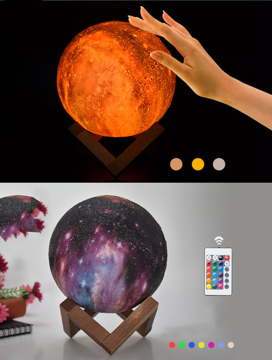 Lámpara Luna 3D con Luz Galaxia - Diseño Impreso - Image 2