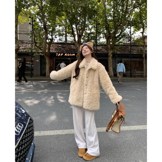 Abrigo Coreano para Mujer con Cuello Solapa y Forro Peludo Abrigador - Image 11