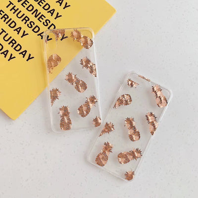 Funda para celular con diseño de piña bronceada