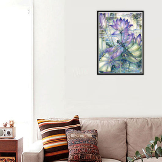 Bordado Decorativo Libélula y Flor de Loto para Dormitorio - Image 7