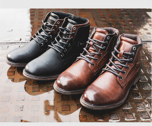 Botas Militares de Cuero para Hombre - Estilo Martin Retro con Cordones - Image 3