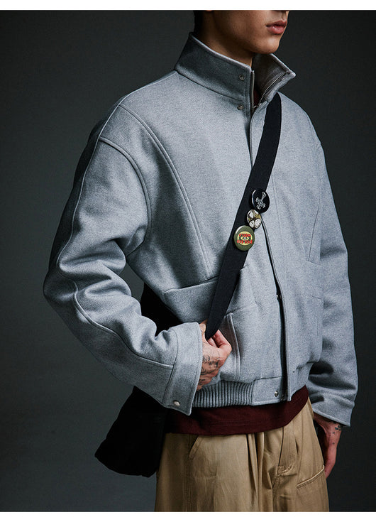 Abrigo de Lana Grueso con Cuello Alto Retro - Acolchado de Algodón para Hombre - Image 13