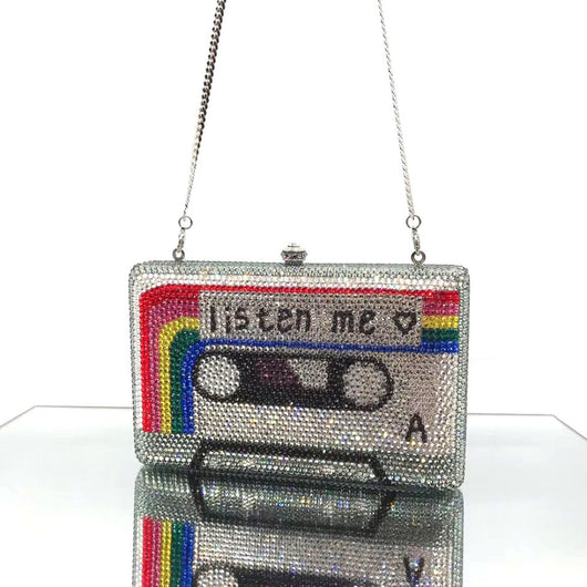 Bolso de Noche Clutch Cassette con Cristales para Mujer