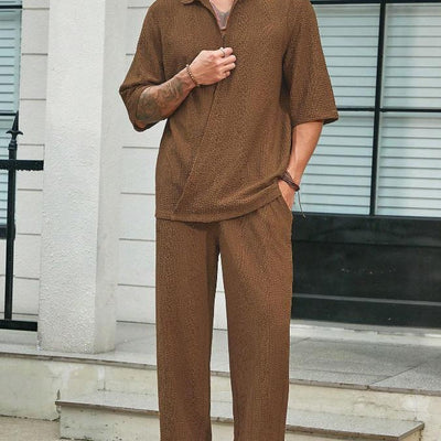 Conjunto Casual de Verano para Hombre: Playera Manga Corta y Pantalón Recto Cómodo - Image 9