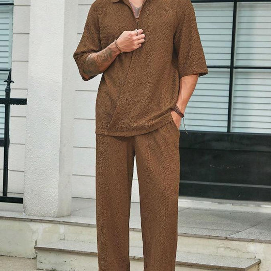 Conjunto Casual de Verano para Hombre: Playera Manga Corta y Pantalón Recto Cómodo - Image 9