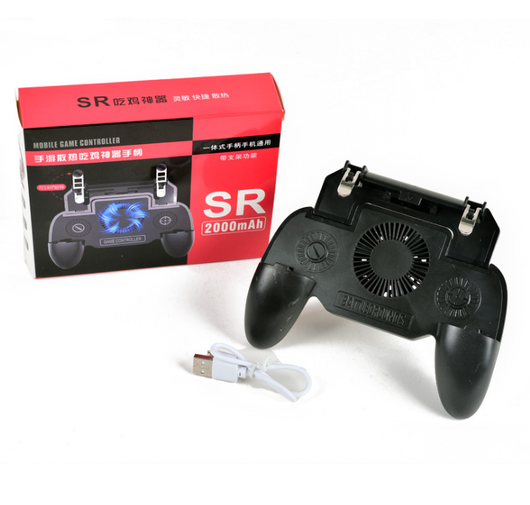 Black mobile gaming controller with 'BATTLEGROUNDS' text, featuring two top triggers and ergonomic hand grips. - Image 8