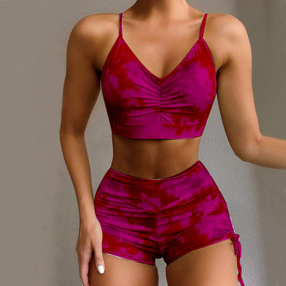 Bikini Brasileño Push-up Tie-dye con Shorts Realzador