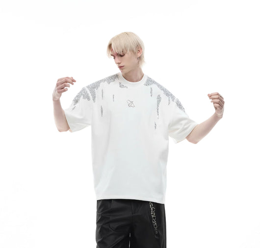 Blusa de Lentejuelas Doradas Cuello Redondo Manga Corta - Image 17