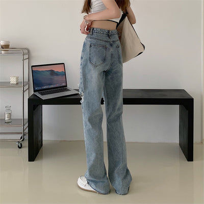 Jeans Retro Talle Alto Rectos con Roturas - Image 6