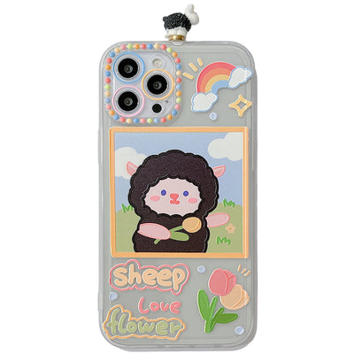 Funda para Teléfono con Cordero 3D Rotativo Transparente en Silicona - Image 5