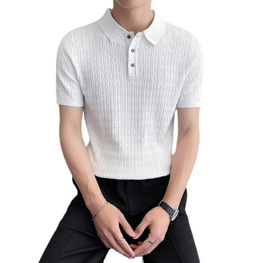 Camiseta Ejecutiva Jacquard de Manga Corta para Hombre - Image 6