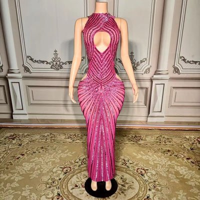 Vestido de Fiesta Transparente con Detalles Calados para Escenario y Noche - Image 3