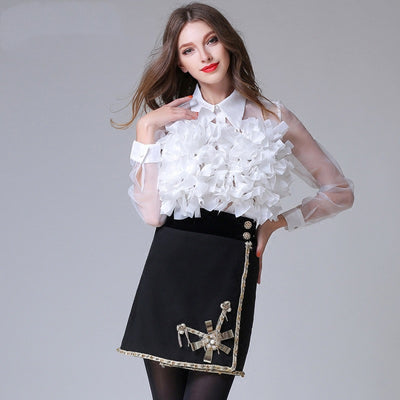 Blusa Transparente Elegante de Organza con Mangas Largas - Image 8