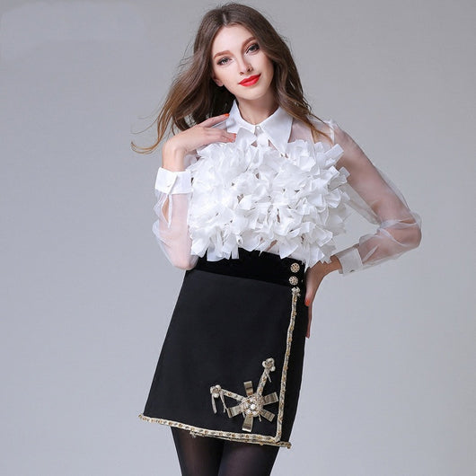Blusa Transparente Elegante de Organza con Mangas Largas - Image 8